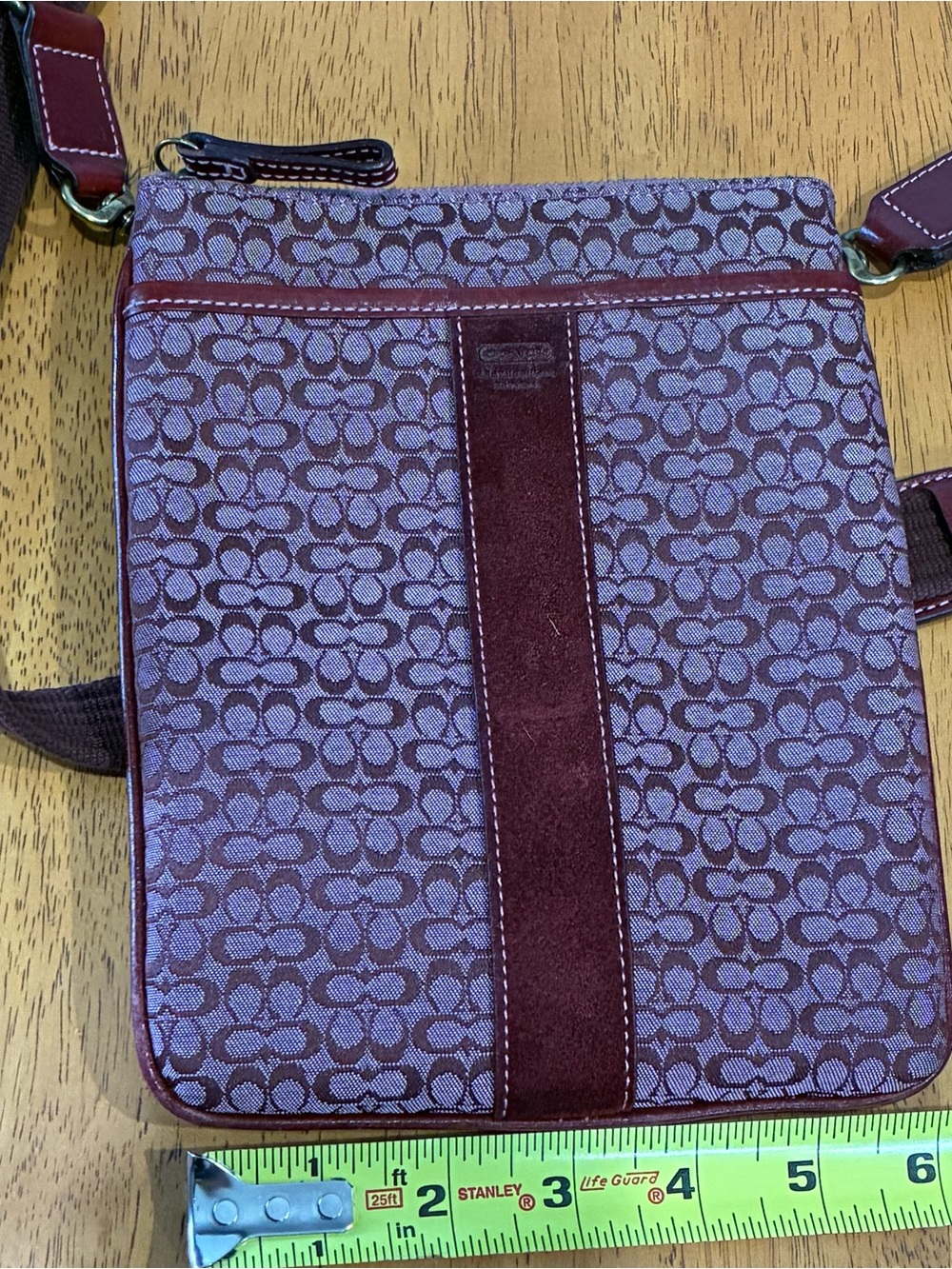 Coach Plum Signature Crossbody with Suede Stripe